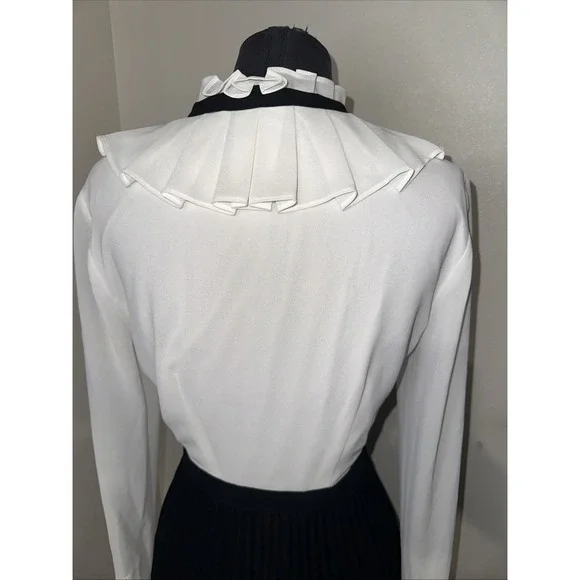 Ted Baker Women's Pleated Tie Neck Mini Dress - Ivory/Cream - Size 1 Long Sleeve